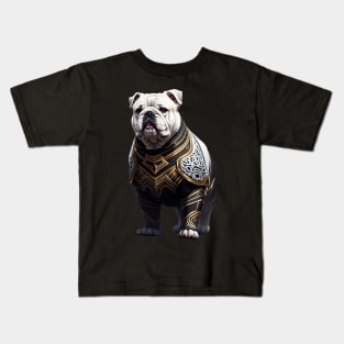 Bold Bulldog in Black and Gold Armor Kids T-Shirt